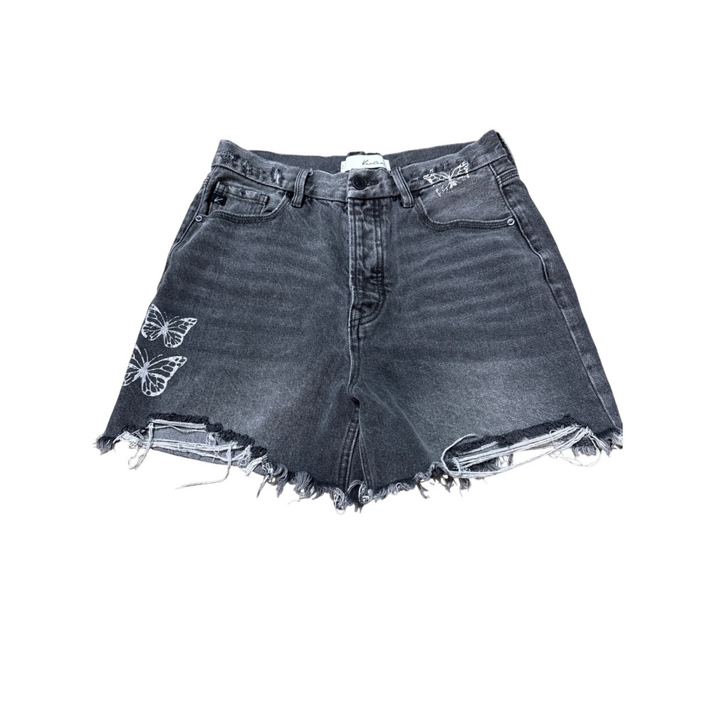 KanCan‎ Gray Washed Butterfly Denim Shorts Size 7